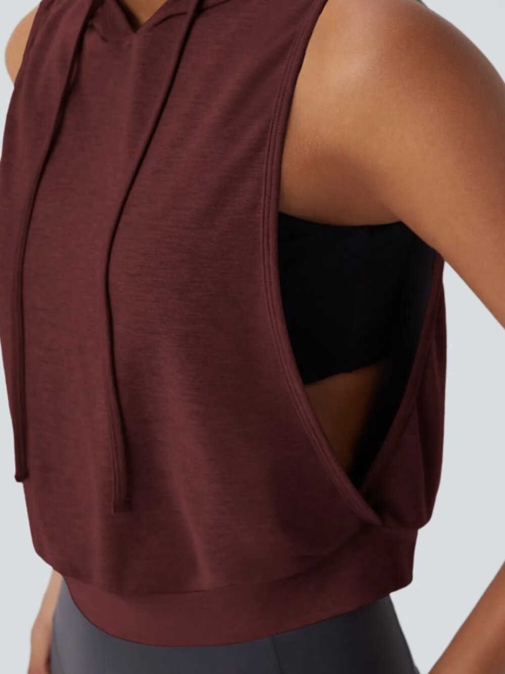 Halara - Hooded Cropped Sleeveless Workout Shirt - Picture 3 of 5